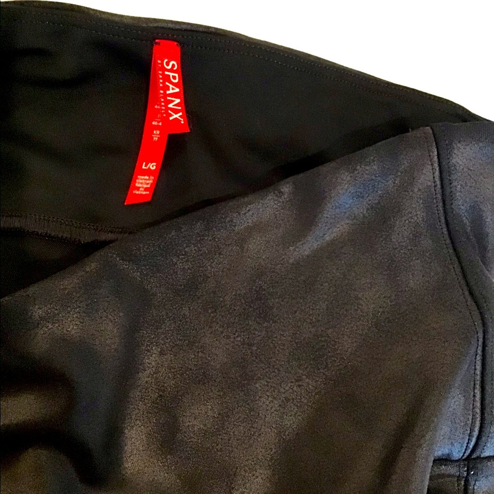 Spanx black moto leather leggings